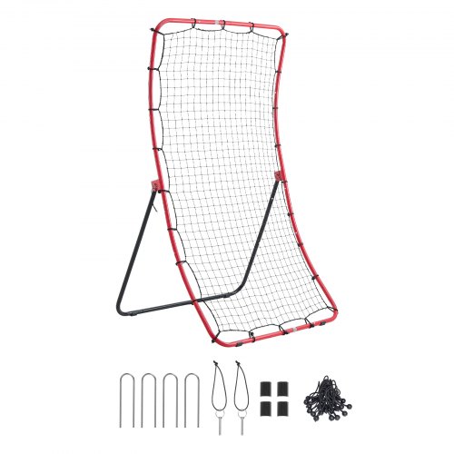 VEVOR Baseball Softball Rebounder Wurfnetz 1080x1025x1740 mm Rückprallnetz, für Baseball- und Softballtraining, mit 5 Winkeln, Q195-Stahlrahmen, Gebogenem PE-Netz, 4 Bodenankern und Faltbarem Design