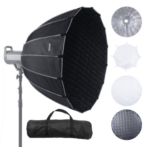 

VEVOR Parabolic Softbox, 880 mm, Octagon Softbox Schnellverschluss & Schnellfaltung, leicht und tragbar, für Bowens Mount, 4 Lichteffekte, geeignet für professionelle Fotografie, tägliches Filmen