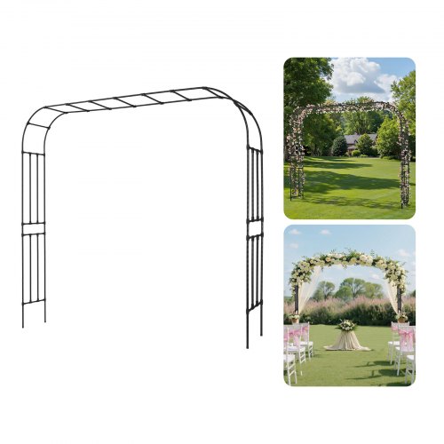 

VEVOR Gartenbogen, 2400x3200x400 mm Rosenbogen, Rankhilfe, Kletterhilfe, Metallbogen, stabiler Rosenspalier für den Außenbereich mit Pfählen, ideal für Hof, Rasen, Hochzeitsfeier-Dekoration