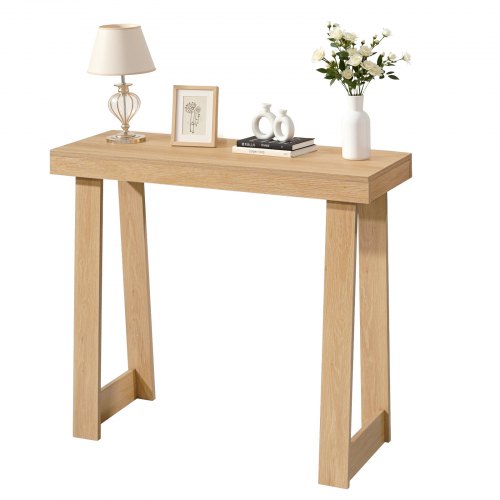 VEVOR Konsolentisch Eingangtisch hinter dem Sofa (91,5 x 30,5 x 81 cm / L x B x H), rechteckiger Beistelltisch aus Mehrschichtplatte für Flur Schlafzimmer Wohnzimmer Foyer, Flurtisch Naturholz modern