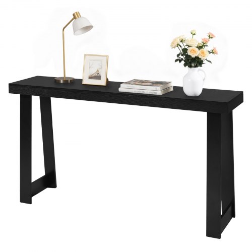 VEVOR Konsolentisch Eingangtisch hinter dem Sofa (140 x 30,5 x 81 cm / L x B x H), rechteckiger Beistelltisch aus MMehrschichtplatte für Flur Schlafzimmer Wohnzimmer Foyer, Flurtisch Schwarz modern