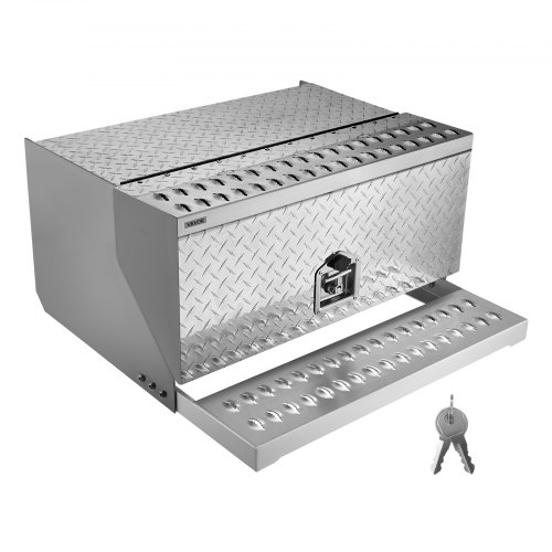 VEVOR Sattel-Trittkasten, 760x750x400 mm, Werkzeugkasten aus Alu, Aufbewahrungsbox für Einstiegsstufe der Fahrerkabine mit T-Griff, Schloss & Schlüsseln für Pritschenwagen, Kräne & Sattelschlepper
