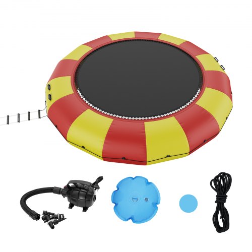 

VEVOR Aufblasbarer Wassertrampolin Leiter, Wasserdichte, Abriebfeste, Langlebige Wassertrampoline 5,18 m Großen Sprungfläche, Sprungplattform-Wasserpark Pool Trampolin, Spielzeuge Gelb