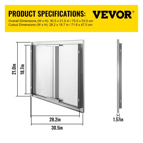 BBQ Türen für Badezimmer 660X610mm Edelstahl Rostfreier Stahl Outdoor-Küche