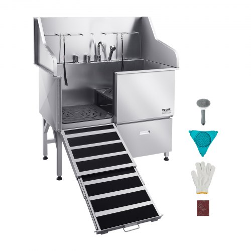 VEVOR Hundepflegebadewanne Hundewaschstation mit linker Tür 1275x795x1435mm