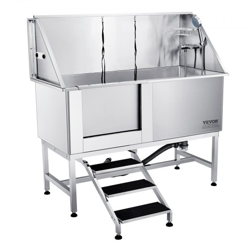 VEVOR Professionelle Hundepflegewanne 1574,8mm Edelstahl Tierbadewanne Hundewaschstation 200kg Hunden Pflege Dusche Hundewaschanlage Haustierpflegewanne mit gefaltetem Design Hundedusche Waschwanne