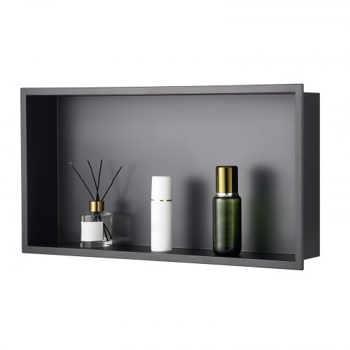 

VEVOR Duschnische, 10,16x33,02x63,5 cm große Wandnische, Seifen- und Shampoo-Aufbewahrungsorganizer aus Edelstahl, langlebig und einfach zu installieren, schwarz für Badezimmer