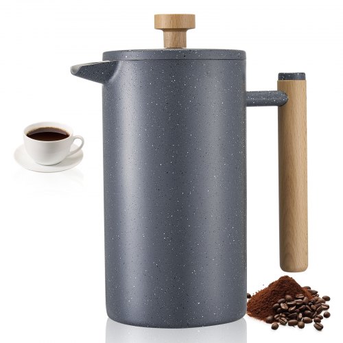 

VEVOR French Press Kaffeemaschine, 1 L Edelstahl Kaffeepresse Teebereiter mit Filter, große doppelwandige isolierter Kaffeebereiter für Camping Reisen Küche Restaurant, Kaffeezubereiter Schwarz