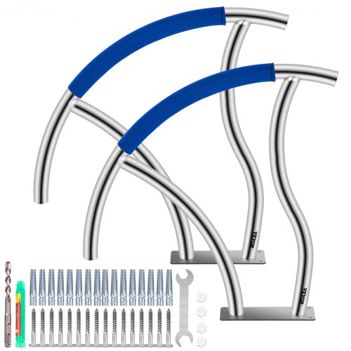

VEVOR Pool Haltegriff Edelstahl 76,2x 76,2cm Schwimmbad-Handlauf mit 50cm Nylon-Bezug Griffbogen 170kg Tragfähigkeit Einstiegshilfe Kurven-Design Geeignet für Schwimmbäder Spas Wasserparks usw.