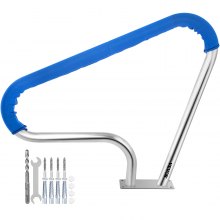 VEVOR Schwimmbad-Handlauf Edelstahl 98,9x81,3 cm Pool Haltegriff Griffbogen 113 kg Tragbar  Einstiegshilfe Pool 4,8 cm Kurven-Design mit Griffabdeckung für Schwimmbäder Schräglagen Spa Wasserpark