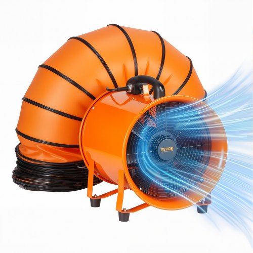 VEVOR Bauventilator 367-W-AC-Motor Baugebläse 2800 U/min Baulüfter Gebläse 2574 CFM (4373 m3/h) Axiallüfter mit 10 m Schlauch Axialgebläse 79 dB Geräuschpegel Industrielüfter