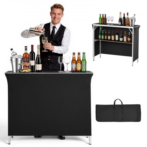 VEVOR Messetheke Klappbar, 1100x385x885 mm, Empfangstheke mit Tragetasche, Ablagefach, Rezeptionstheke, Messestand, Bartisch, Faltbare Mobile Barstation für Veranstaltungen, Partys & Messen