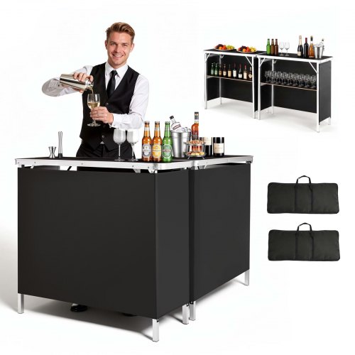 VEVOR Messetheke Klappbar, 2er-Pack 980x385x870 mm, Empfangstheke mit Tragetasche, Ablagefach, Rezeptionstheke, Messestand, Bartisch, Faltbare Mobile Barstation für Veranstaltungen, Partys & Messen