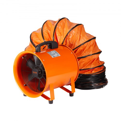 

VEVOR Bauventilator 195-W-AC-Motor Baugebläse 2900 U/min Baulüfter Gebläse 504 L/s (1070 CFM) Axiallüfter mit 8 m Schlauch Axialgebläse 79 dB Geräuschpegel Industrielüfter