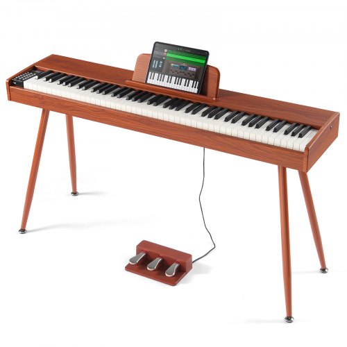 VEVOR Digitalpiano, 88 Tasten, Elektrisches Klaviere, Doppeltastatur & Lautsprecher, vierbeiniger Klavierständer mit Kopfhörer, 200 Töne & Rhythmen, unterstützt Bluetooth/USB/MIDI, für Anfänger