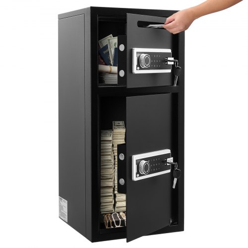VEVOR Elektronische Kluis, Dubbele Deur, 93,45 L, met Elektronisch Toetsenbord, Anti-diefstalvoorziening, Digitaal Veiligheidsslot met Sleutel, Stortingssleuf, Zwart