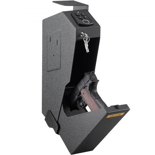 VEVOR Tresor Feuerfest mit Schlüssel 7.3 x 19 x 35.5 cm, Tresor mit Zahlenschloss 3,3 kg,  Pistolentresor Feuerfest Wasserdicht mit Fingerabdruck, Möbeltresor Elektronikschloss mit Stahlkonstruktion