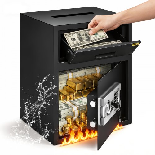VEVOR Tresor Elektronischer Möbeltresor 48 L (36 x 30 x 45 cm), Tresor mit Elektronischem Zahlenschloss, Safe Möbeltresor Schwarz, aus stabilen Kohlenstoffstahl, feuerfest und wasserdicht, mit LCD-Bildschirm