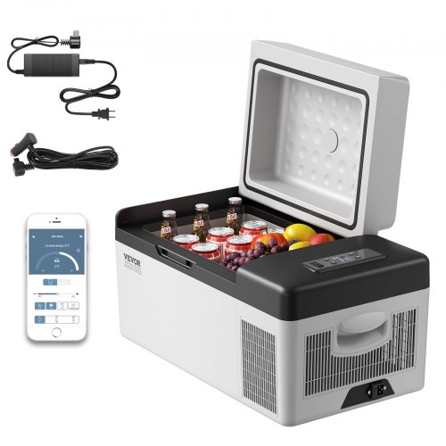 BuoQua 20L Autokühlschrank Kompressorkühlbox Edelstahl Urlaub Isolierbox Mini Kühlschrank Kühlbox Auto und Steckdose