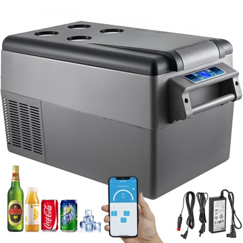 VEVOR 35L Autokühlschrank Kompressorkühlbox Edelstahl Urlaub Isolierbox Mini Kühlschrank Kühlbox Auto und Steckdose