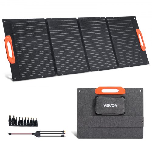 VEVOR Monokristalline Solarmodule 150 W Faltbar, tragbares ETFE-Mono-Solarpanel-Ladegerät mit MC4-Ausgang, Typ-C-, QC3.0-USB- & DC-Anschlüssen, IP67 wasserdicht für Powerstations, Camping & Wandern