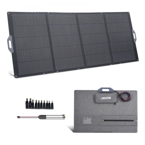 VEVOR Faltbares Solarpanel 400 W, Tragbares Solarladegerät 24 % Hocheffizienz, Monokristallines Solarmodul mit MC4-Ausgang & 10-in-1-DC-Adapter, IP67, für Powerstations, Camping, Wandertouren