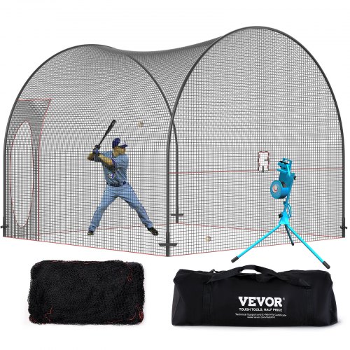 

VEVOR Baseball-Schlagkäfig-Netz mit Rahmen und Netz 3,6 x 3,6 x 3 m, Baseballkäfig-Netz zum Schlagen und Aufstellen, Baseballnetz, Schlagkäfig für Jugendliche oder Erwachsene Schwarz Hinterhof