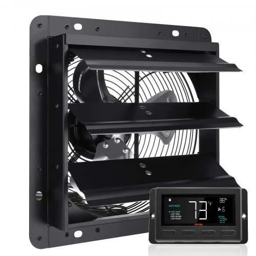 VEVOR Abluftventilator, 254 mm, Temperatur-Feuchtigkeitsregler, EC-Motor, 843 CFM, Wandlüfter mit Geschwindigkeitsregelung zur Wandmontage, Belüftung und Kühlung für Gewächshäuser, Garagen, Schuppen