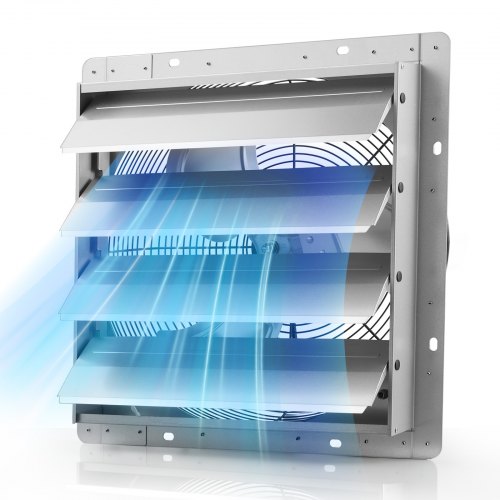 VEVOR 413 mm Abluftventilator mit Lamellen Industrie Wandventilator 72 W, Wandlüfter für Garage Gewächshaus Werkstatt, Stahlgehäuse, 3862 m³/h Lüftung, 1350 U/min Motor, Leiser Betrieb, Wandmontage