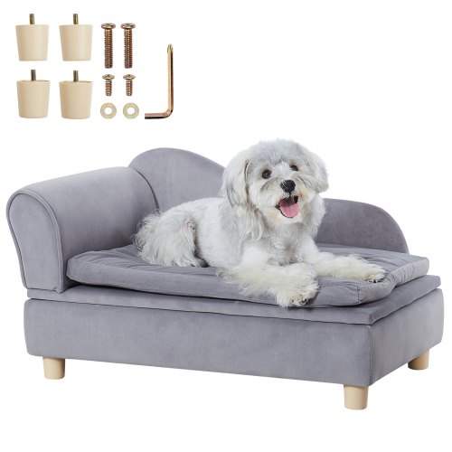 

VEVOR Haustiersofa, 760 x 450 x 415 mm, Hundecouch für mittelgroße Hunde und Katzen, weiches samtiges Hundesofabett, 37 kg belastbares Katzensofa, Hundebett, Haustierbett grau