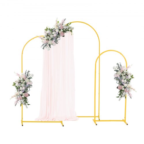 VEVOR Hochzeitsbogen, 3er-Set, 1,2/1,5/1,8 m Hintergrundständer, goldfarbener Metall-Ballonbogen für Hochzeiten, Geburtstagsfeiern, Abschlussfeiern, Feiertage & Zeremoniendekoration
