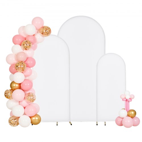 VEVOR Hochzeitsbogen, 3er-Set, 1,8/1,5/1,2 m, Hintergrundständer, Goldfarbener Metall-Ballonbogen mit Abdeckung, für Hochzeiten, Geburtstags-, Abschlussfeiern, Feste & Zeremoniendekorationen