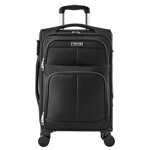 

VEVOR erweiterbares Weichgepäck Reisekoffer mit Spinner-Rädern (400 x 285 x 620 mm), Stoffkoffer Handgepäck mit erweiterbarer Reißverschlusstasche & TSA-Schloss Schwarzer Handgepäckkoffer