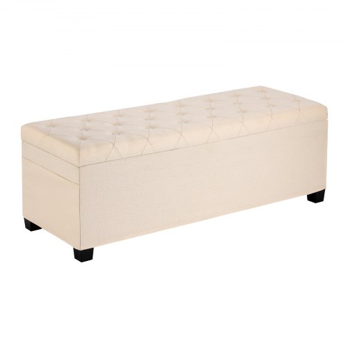 

VEVOR Sitzhocker mit Stauraum 110 x 40 x 40 cm Fußbank Aufbewahrungsbox bis 299,37 kg belastbar, hochklappbare gepolsterte Sitzbank mit Metallrahmen, Ottomane für Wohnzimmer Schlafzimmer Beige