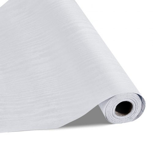 VEVOR Tapete selbstklebend, 45 cm x 10 m, Wandtapete, Klebefolie mit weißer Holzoptik, Möbelfolie, Möbelaufkleber, dekorative Vinylrolle für Schlafzimmer, Küche, Büro, Badezimmer, Schreibtisch