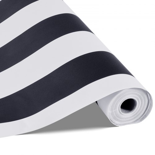 

VEVOR Tapete selbstklebend, 45 cm x 15 m, Wandtapete, Klebefolie mit Streifen in Schwarz-Weiß, wasserfest, Möbelfolie, dekorative Vinylrolle für Schlafzimmer, Küche, Büro, Badezimmer