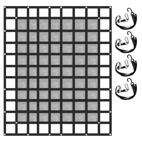 VEVOR Ladungsnetz mit Maschenware, 2,44 m x 2,04 m Ladungsnetz für die Ladefläche von Pickups, robuste Ladungsnetze mit Klemmschnallen, S-Haken und Kreuzgurten, Ladungsnetz für die Ladefläche von Anhängern, SUVs und Jeeps (243,84 cm x 203,24 cm)