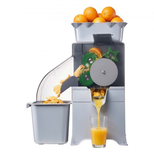 VEVOR Gewerbliche Orangenpresse Elektrische Zitruspresse 100 W Edelstahl, Elektrische Saftpresse mit Einzelnem Schalenbehälter, Entsafter für Zitronen Zitrusfrüchte Granatäpfel mit PC-Abdeckung