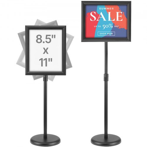 VEVOR Informationsständer mit Sockel 279 x 216 mm Infoständer Einstellbare Höhe 820-1250 mm Posterständer, Robuster Schilderhalter Aufsteller Gefüllt mit Sand oder Wasser, für Displays, Werbung