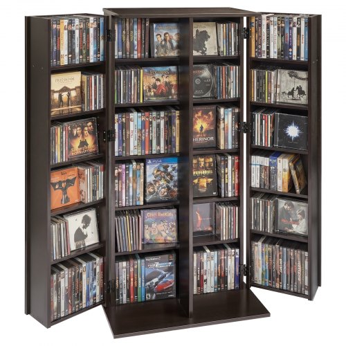 

VEVOR DVD-Schrank mit 24 Fächern, Medienaufbewahrungsschrank Standschrank 610 x 368 x 1270 mm, Platzsparendes CD-Schrank für CDs DVDs Bücher Spiele-Discs, Wohnzimmer Homeoffice Aufnahmestudio, Schwarz