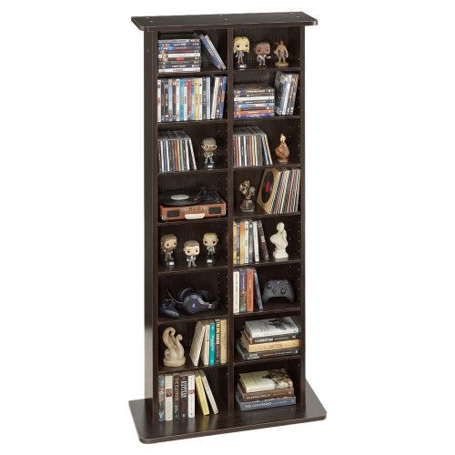 VEVOR Medienregal, 8-lagiges CD-Regal, 559x222x1295 mm, Multimedia-Aufbewahrung für CDs, DVDs, Bücher & Spiele, Raumteiler Schrank mit 16 Fächern für Wohnzimmer, Homeoffice, Aufnahmeraum