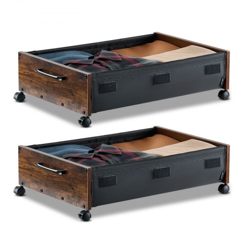 VEVOR Unterbettkommode Unterbettaufbewahrungstasche 2 Stk. rollbar (650 x 460 x 180 mm) Unterbettbehälter mit feststellbaren Rädern, mobile Aufbewahrungsbox für Kleidung Schuhe Schlafzimmer