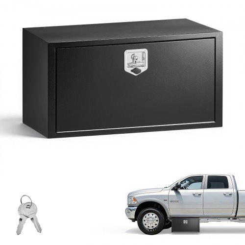 

VEVOR Lkw Unterbaubox 914 x 457 x 457 mm Unterflur Staukasten Kaltgewalzter Stahl Wasserdichter Werkzeugkasten mit T-Griff Schloss für Lkw Anhänger Transporter Werkzeugkiste Unterflurkasten Schwarz