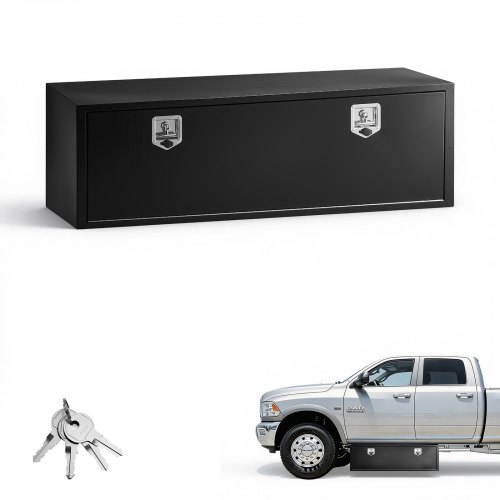 VEVOR Lkw Unterbaubox 1524 x 457 x 457 mm Unterflur Staukasten Kaltgewalzter Stahl Wasserdichter Werkzeugkasten mit T-Griff Schloss für Lkw Anhänger Transporter Werkzeugkiste Unterflurkasten Schwarz