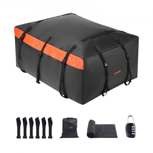 

VEVOR Autodachgepäckträgertasche 23 Kubikfuß Dachtasche Dachbox, wasserdichte & strapazierfähige 840D-PVC-Dachgepäcktasche für Fahrzeuge mit/ohne Gepäckträger (mit Schloss & Anti-Rutsch-Matte)