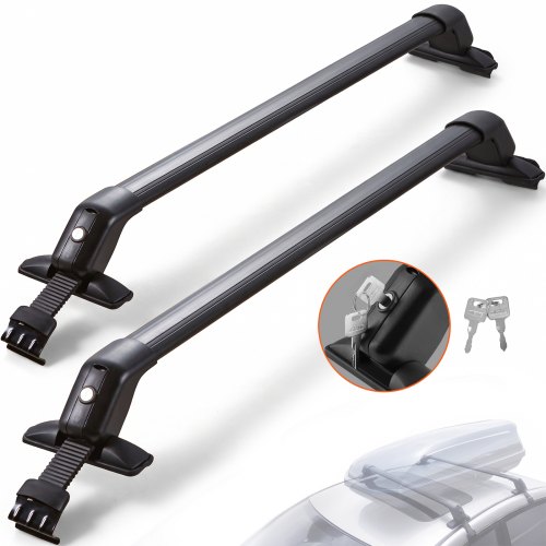VEVOR Dachträger Dachgepäckträger Auto Querträger 2 Stk. Dachträger 70,3kg Tragfähigkeit, Geeignet für PKW Abstand zwischen Dachrinnen 105-109cm, Abstand von Dachrinnen zu Fenstern 6cm