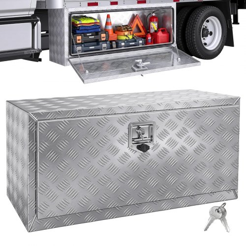 VEVOR Unterboden-Lkw-Box, 914 x 355 x 405 mm Pickup-Aufbewahrungsbox, Aluminium-Werkzeugkasten mit Schloss & Schlüsseln, Wasserdichte Anhänger-Werkzeugkiste für Lkw, Transporter, Anhänger usw.