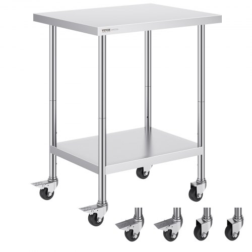 

VEVOR Arbeitstisch Küchentisch Zubereitungstisch Rollbar 610x762mm Gastro