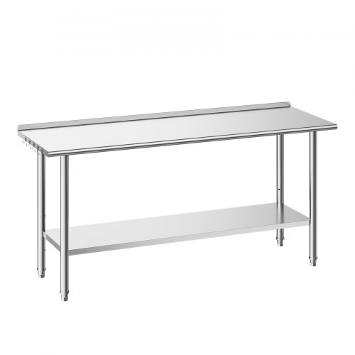 

VEVOR Edelstahltisch Gastro 1829 x 610 x 894 mm, Verstellbarer Edelstahltisch mit Aufkantung, Arbeitstisch mit Grundboden für Restaurant Schwerlast Obere Ablage (263 kg) Untere Ablage (218 kg)