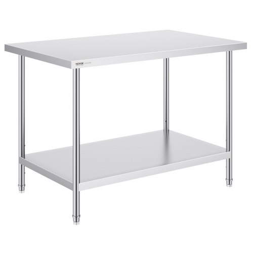

VEVOR Zubereitungstisch aus Edelstahl, Arbeitstisch aus Metall mit 3 einstellbaren Höhenstufen, gewerbliche Arbeitsstation für Küche, Garage, Restaurant, Hinterhof 762 x 1219 x 864 mm